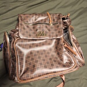 Steve Madden Checkered Brown Backpack